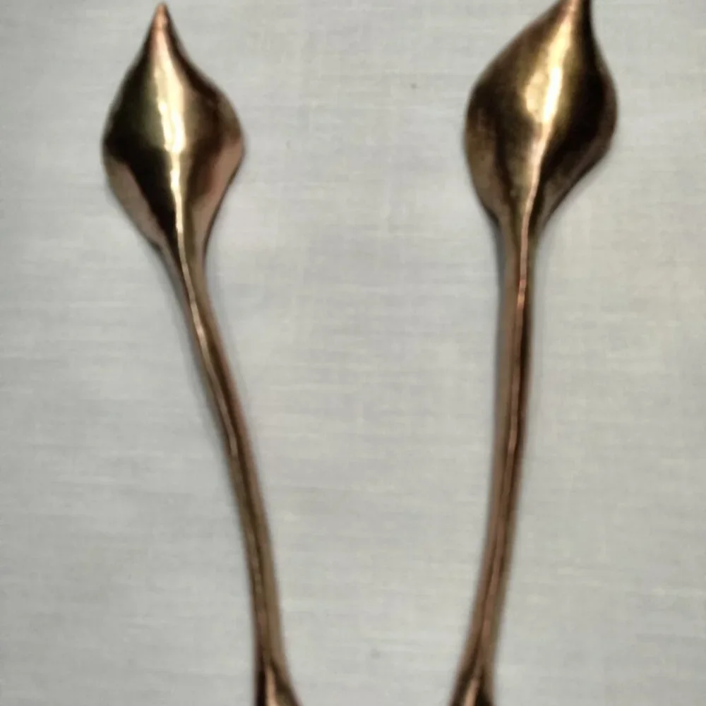 Table Art Pewter Leaf Shaped Condiment Spoons, Set of Two, NWOT